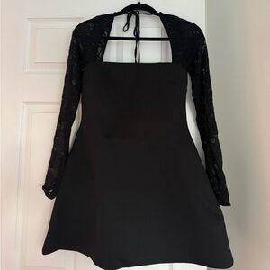 Fashion Nova Black A-Line Long Sleeve Dress